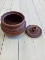 сахарница глиняная 0,3л, с орнаментом, ручная работа, шд