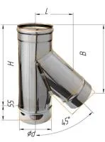 тройник феррум угол 135°, нержавеющий (439/0,8мм), ф120, по воде