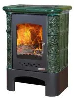 печь-камин бавария изразец барокко зеленая экокамин