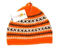 шапка для бани банибо №36 ручной работы, акрил, оранжевый/капучино/белый, банный перец